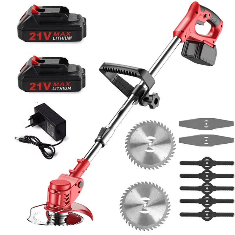 High Power Cordless Electric Grass Trimmer Small Garden Lawn Mower Rechargeable Battery Portable Grass Cutter Machine