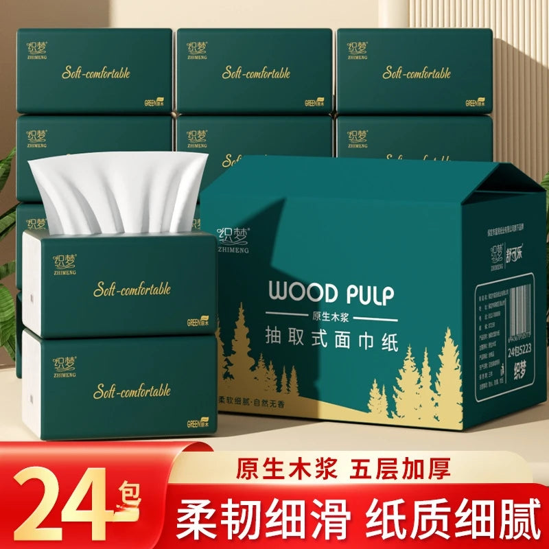 4-24 Packs Of Portable Tissue Paper, 280 Sheets/pack, 5 Layers, 56 Sheets/pack, Native Wood Pulp Napkins, Household Toilet Paper