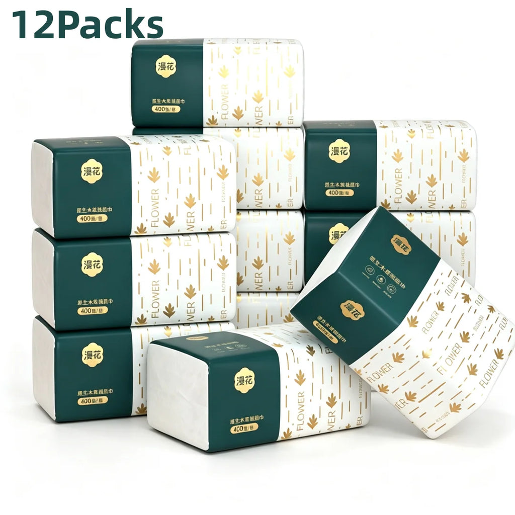 4/12/24Bulk Pack Paper Towels 4-Ply Soft Strong No Fluorescent Virgin Wooden Pulp Facial Tissue Bathroom Office Daily Napkins