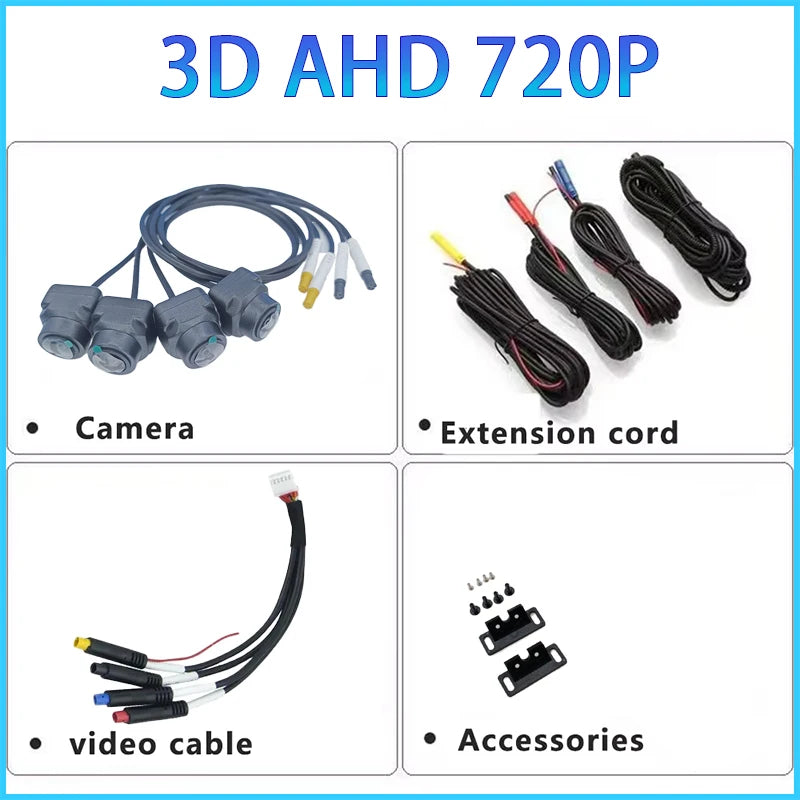 3D Car 360 Panoramic Camera 8K AHD 1080P 720P 4 Pieces Square Cameras For Android Radio 360APP SN307 WDR 2053 Sensor