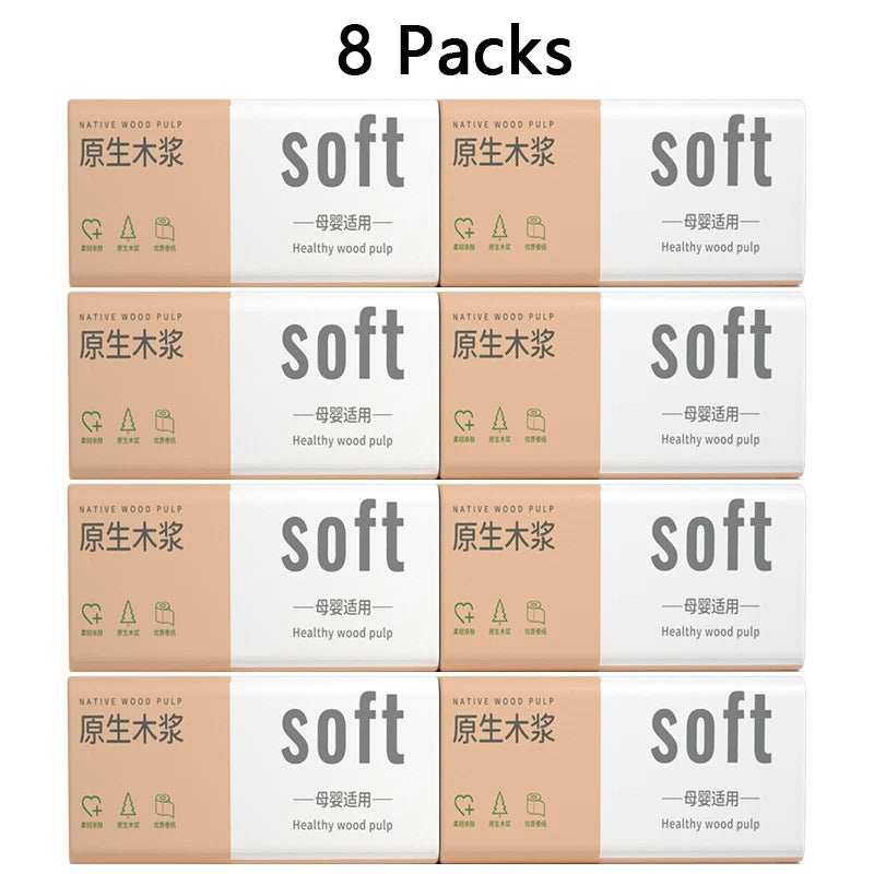 16 Packs Wholesale Eco Friendly Portable No Fluorescent Virgin Wooden Pulp Tissue Soft Comfortable 4 Ply Facial Tissue Paper