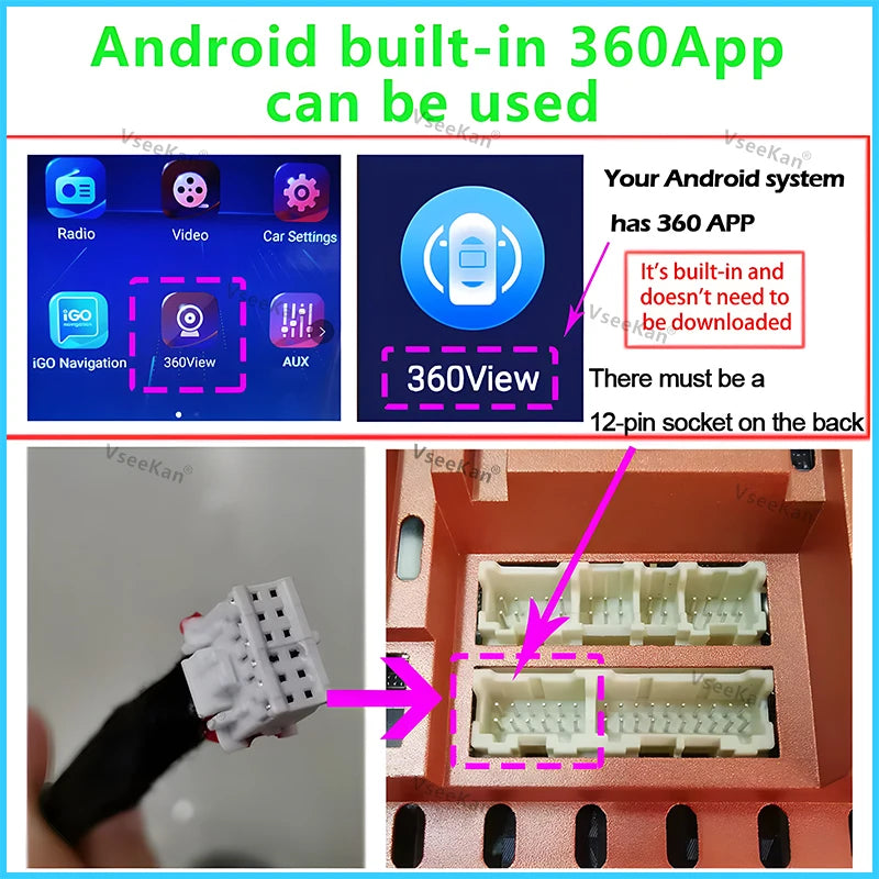 3D Car 360 Panoramic Camera 8K AHD 1080P 720P 4 Pieces Square Cameras For Android Radio 360APP SN307 WDR 2053 Sensor
