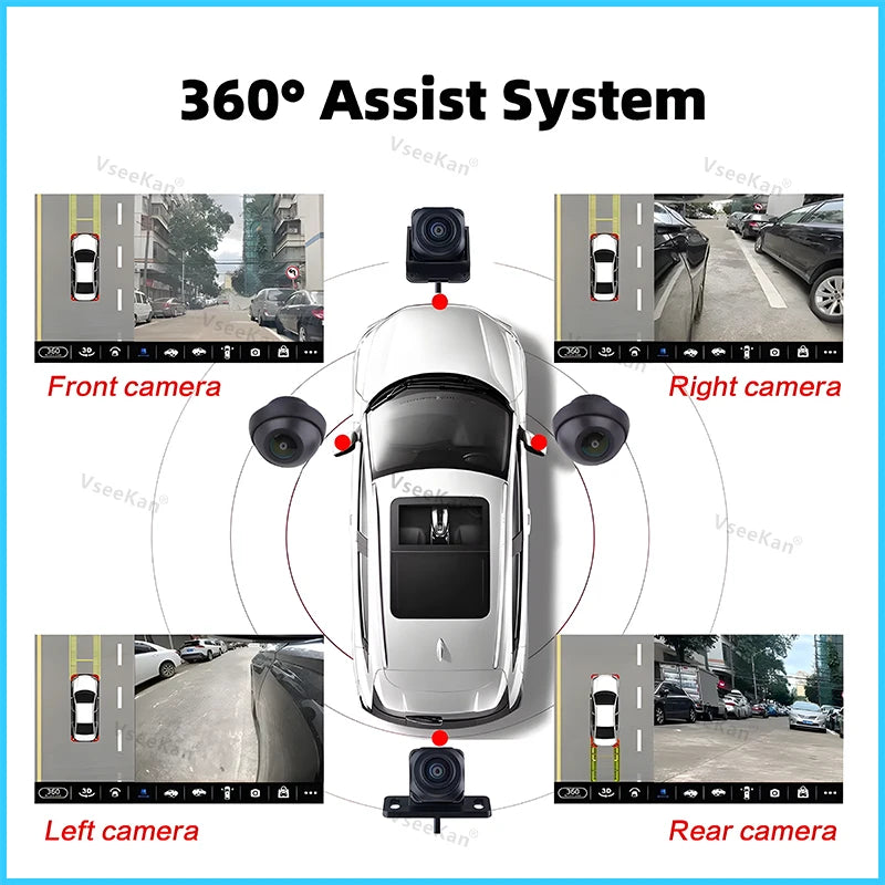 3D Car 360 Panoramic Camera 8K AHD 1080P 720P 4 Pieces Square Cameras For Android Radio 360APP SN307 WDR 2053 Sensor