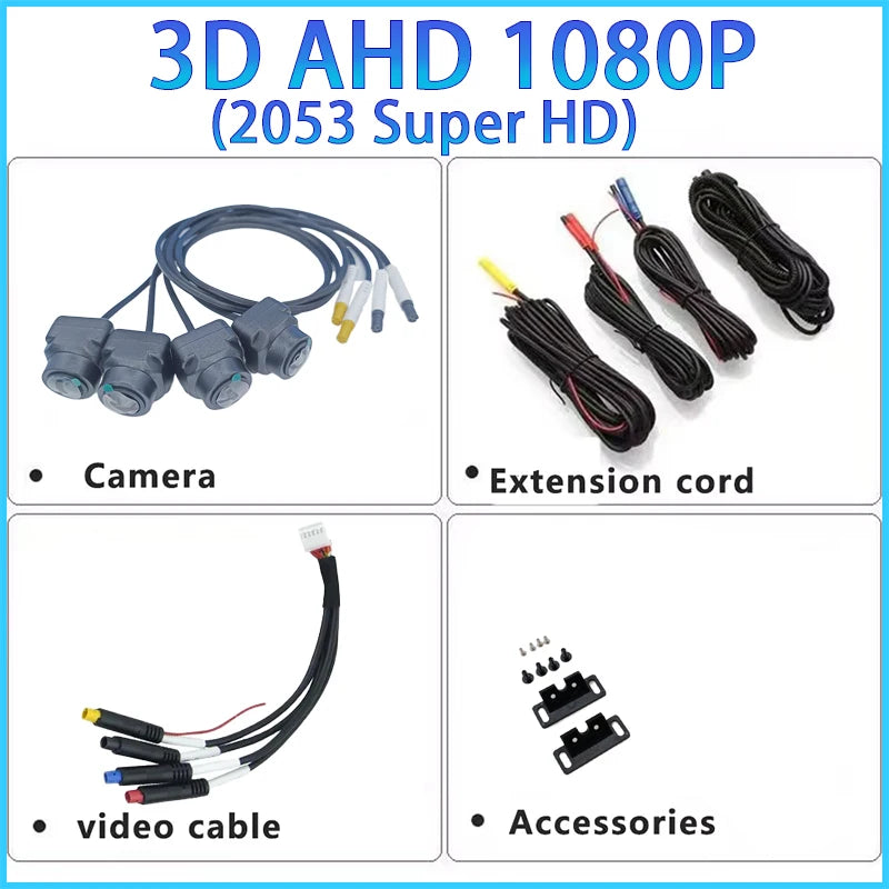 3D Car 360 Panoramic Camera 8K AHD 1080P 720P 4 Pieces Square Cameras For Android Radio 360APP SN307 WDR 2053 Sensor