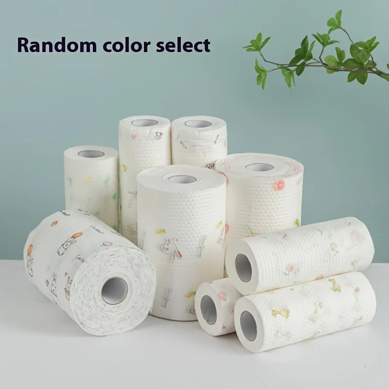 400pcs/1Roll Lazy Cloth Disposable Kitchen Wet Dry Dual-use Household Cleaning Special Paper Household Dishwashing Cloth Tissue