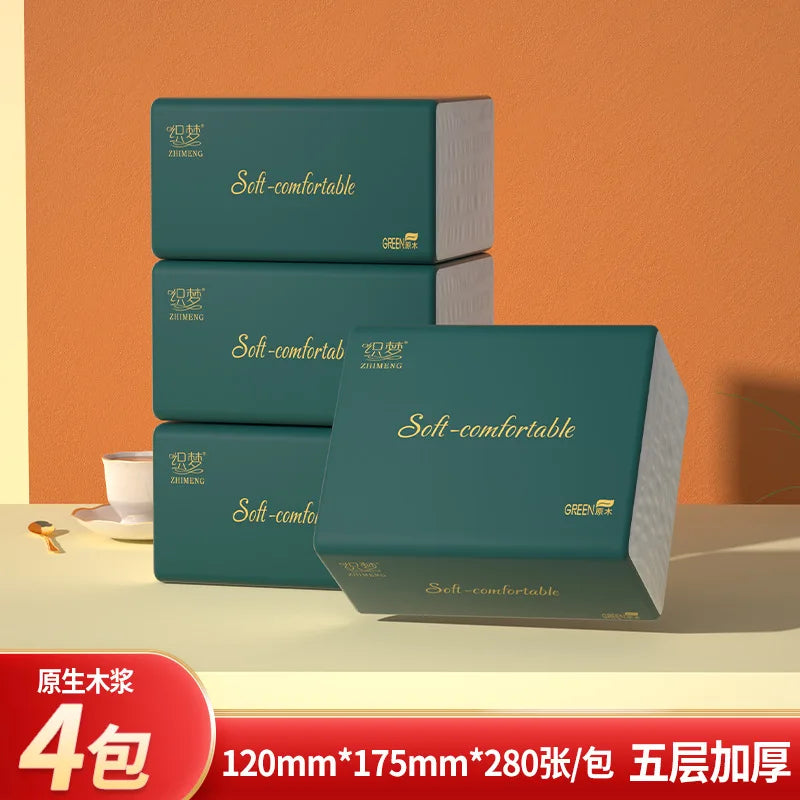 4-24 Packs Of Portable Tissue Paper, 280 Sheets/pack, 5 Layers, 56 Sheets/pack, Native Wood Pulp Napkins, Household Toilet Paper