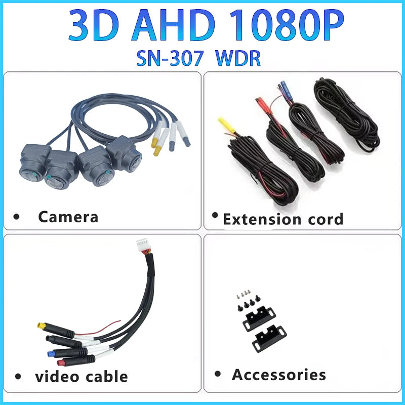 3D Car 360 Panoramic Camera 8K AHD 1080P 720P 4 Pieces Square Cameras For Android Radio 360APP SN307 WDR 2053 Sensor