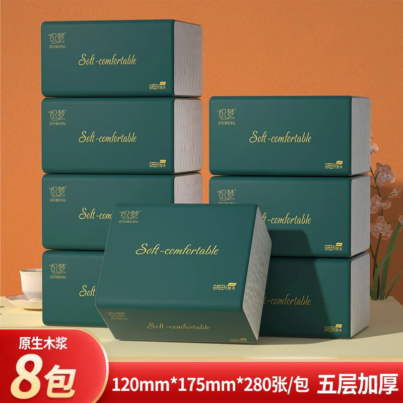 4-24 Packs Of Portable Tissue Paper, 280 Sheets/pack, 5 Layers, 56 Sheets/pack, Native Wood Pulp Napkins, Household Toilet Paper